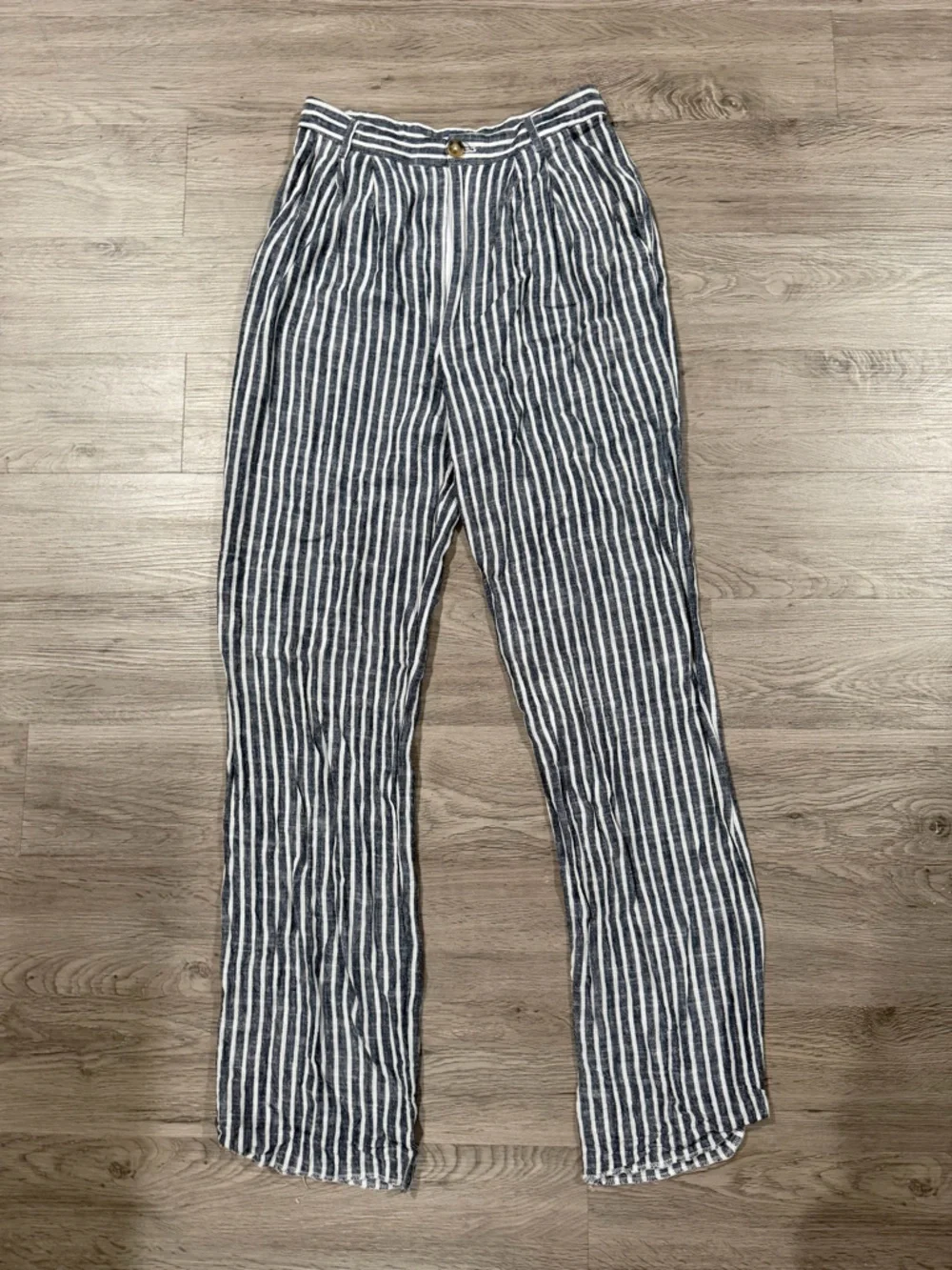 Reformation Mason Striped Wide-Leg Linen Pants